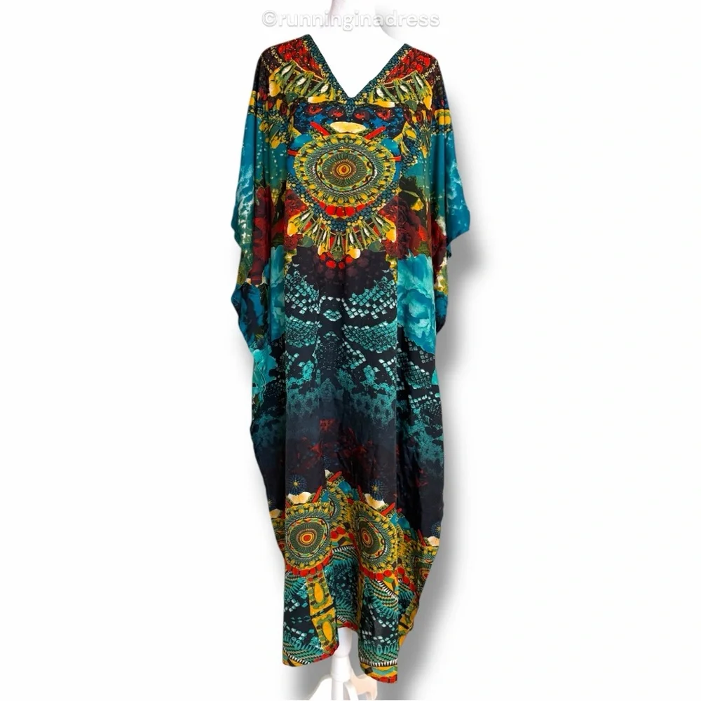 Shore Drive Embellished Boho Maxi Kaftan Dress Cover Maxi Kaftan One Size To 2XL - Picture 2 of 11